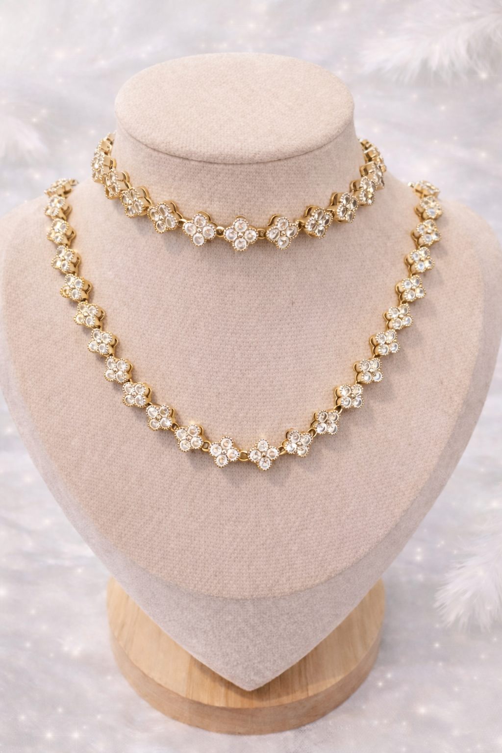 AURORA CRYSTAL SET GOLD SILVER